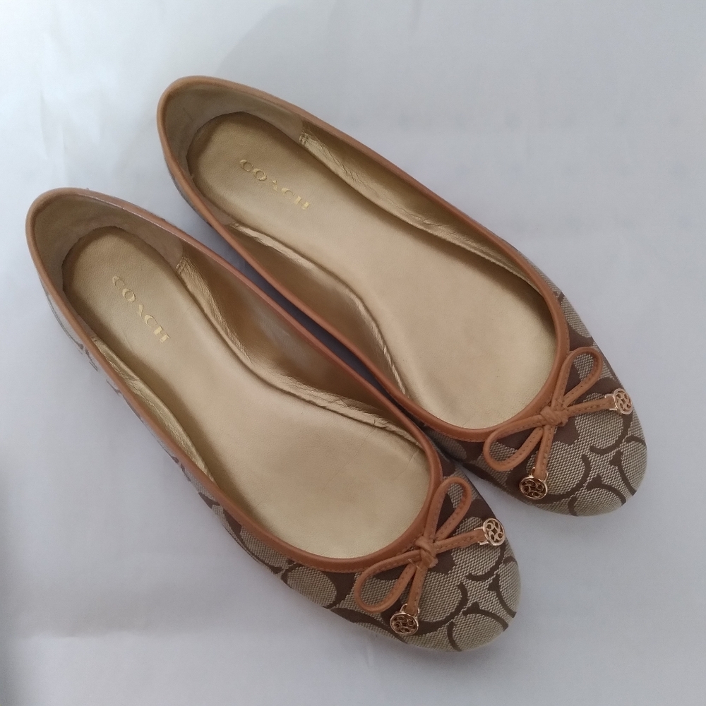 Coach Brown and Tan Flats